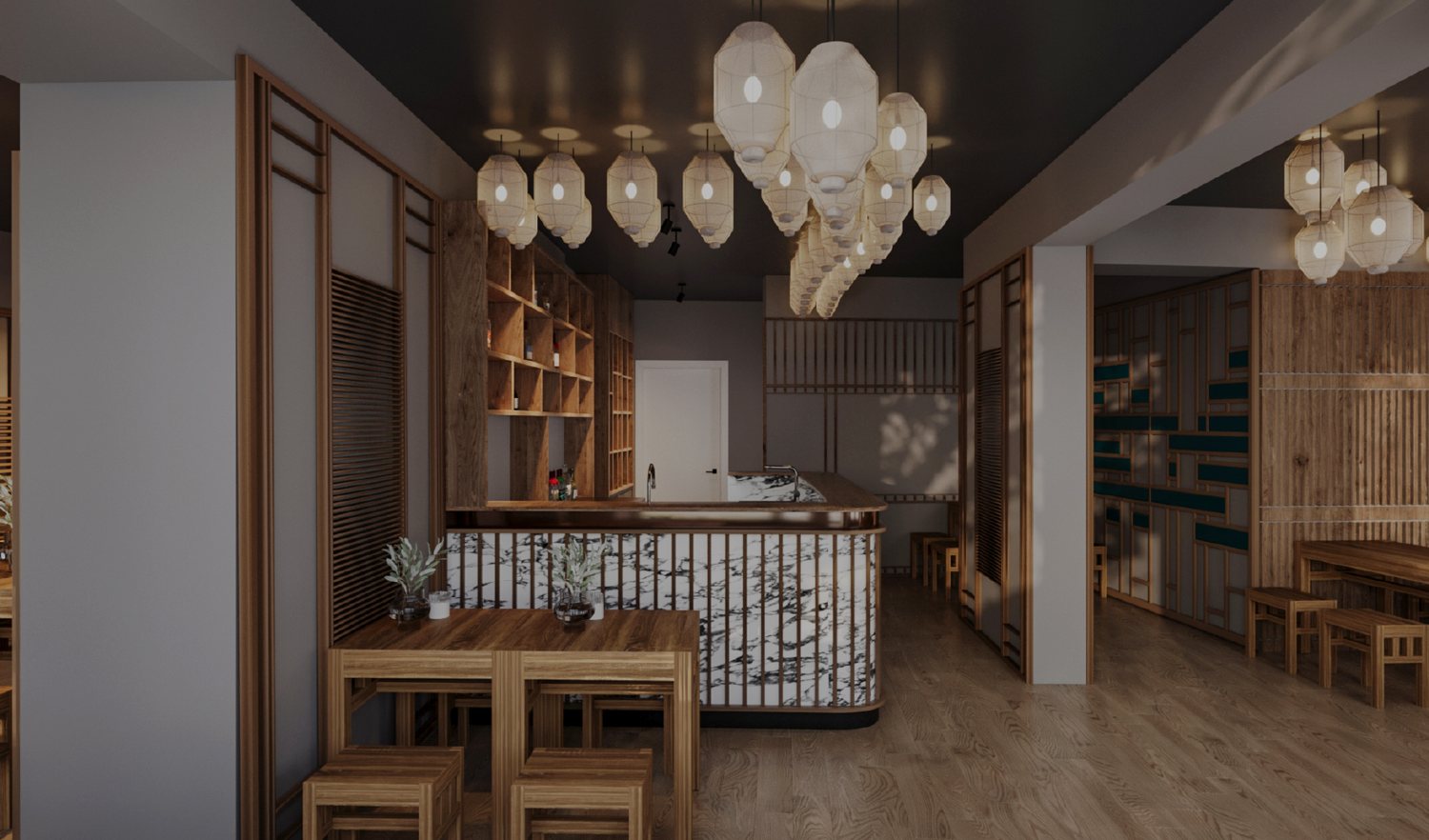 Design visual of the new Pho & Roll main floor, Jeffrey Street
